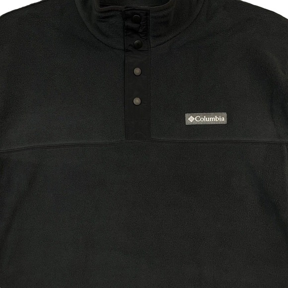 Columbia Men's Fleece Pullover Sweater Size 1X Black 1/4 Snap Neck Soft Warm - Picture 2 of 8